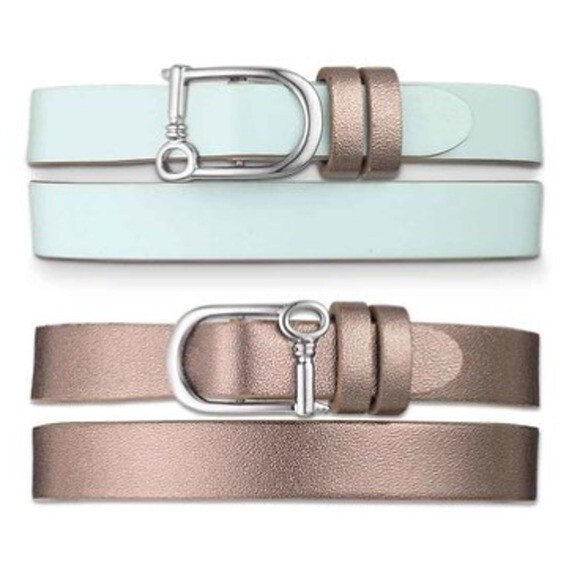 Keep Collective Double Leather Band Charm Bracelet- Mint/Steel Grey - New In Box - Picture 2 of 9